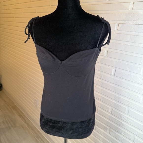 Reformation Black Monochrome Tie Strap Spaghetti Strap Tank, Women’s Size Medium - Picture 3 of 7